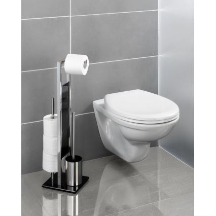 WENKO 22983100 - Cepillo de inodoro RIVALTA 18x70 cm acero inoxidable/plateado/negro