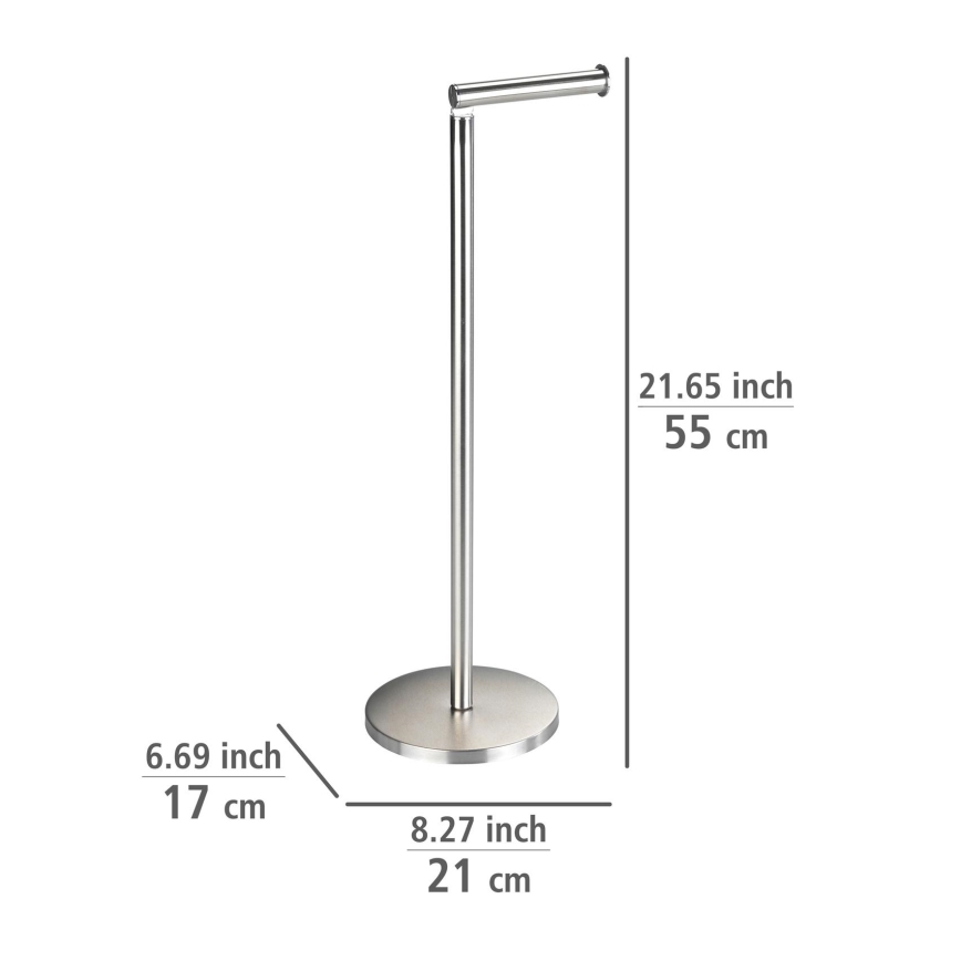 WENKO 22985100 - Soporte para papel higiénico 21 x 55 cm, acero inoxidable/plateado