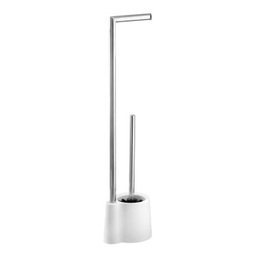WENKO 22989100 - Cepillo para WC AVOLA 13x70 cm acero inoxidable/blanco/plateado