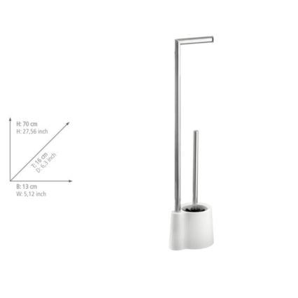 WENKO 22989100 - Cepillo para WC AVOLA 13x70 cm acero inoxidable/blanco/plateado