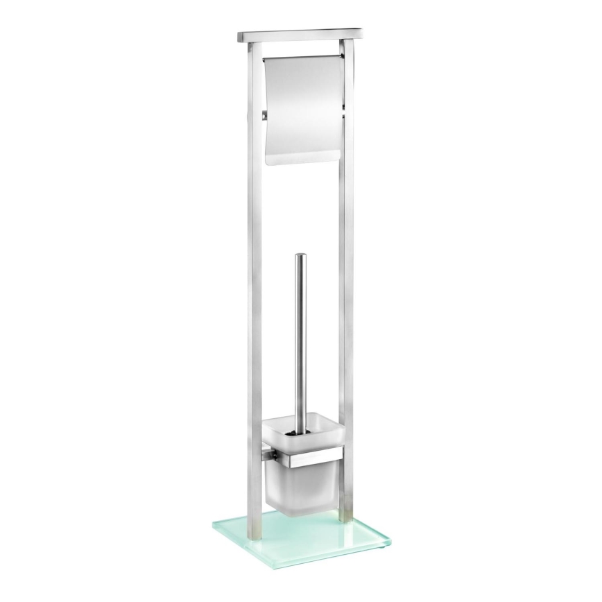 WENKO 22992100 - Escobilla de WC DEBAR 18x73 cm acero inoxidable satinado/blanco
