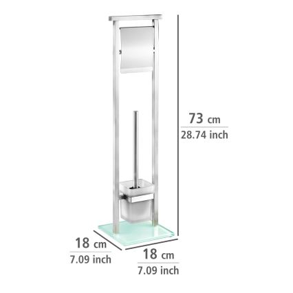 WENKO 22992100 - Escobilla de WC DEBAR 18x73 cm acero inoxidable satinado/blanco