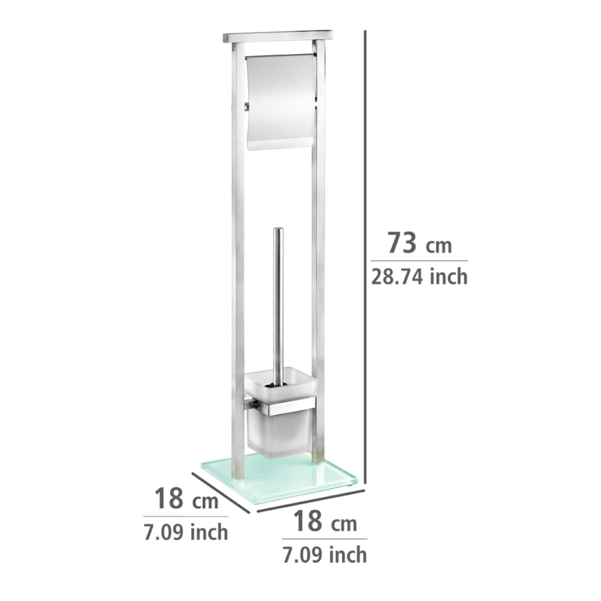 WENKO 22992100 - Escobilla de WC DEBAR 18x73 cm acero inoxidable satinado/blanco