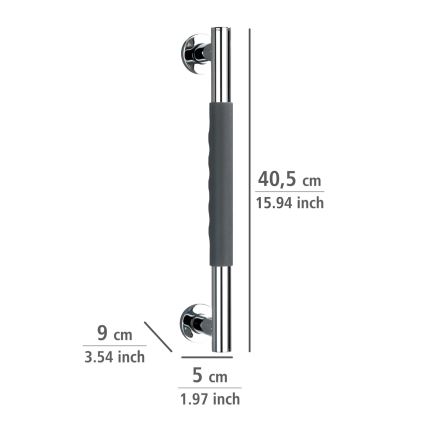 WENKO 23284100-Asidero SECURA 40,5x9 cm acero inoxidable/antracita/cromado brillante