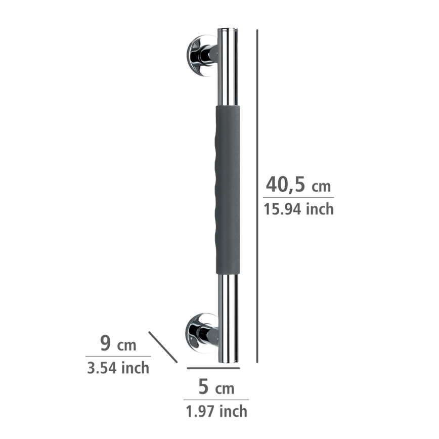 WENKO 23284100-Asidero SECURA 40,5x9 cm acero inoxidable/antracita/cromado brillante