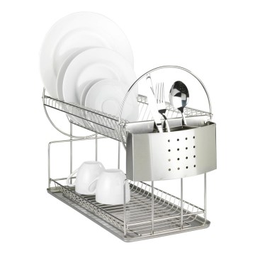 WENKO 2329100 - Escurridor de platos DUO 21x33 cm, acero inoxidable/plateado