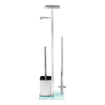 WENKO 23364100 - Cepillo para inodoro DEBAR 21x70,5 cm, acero inoxidable/satinado/blanco