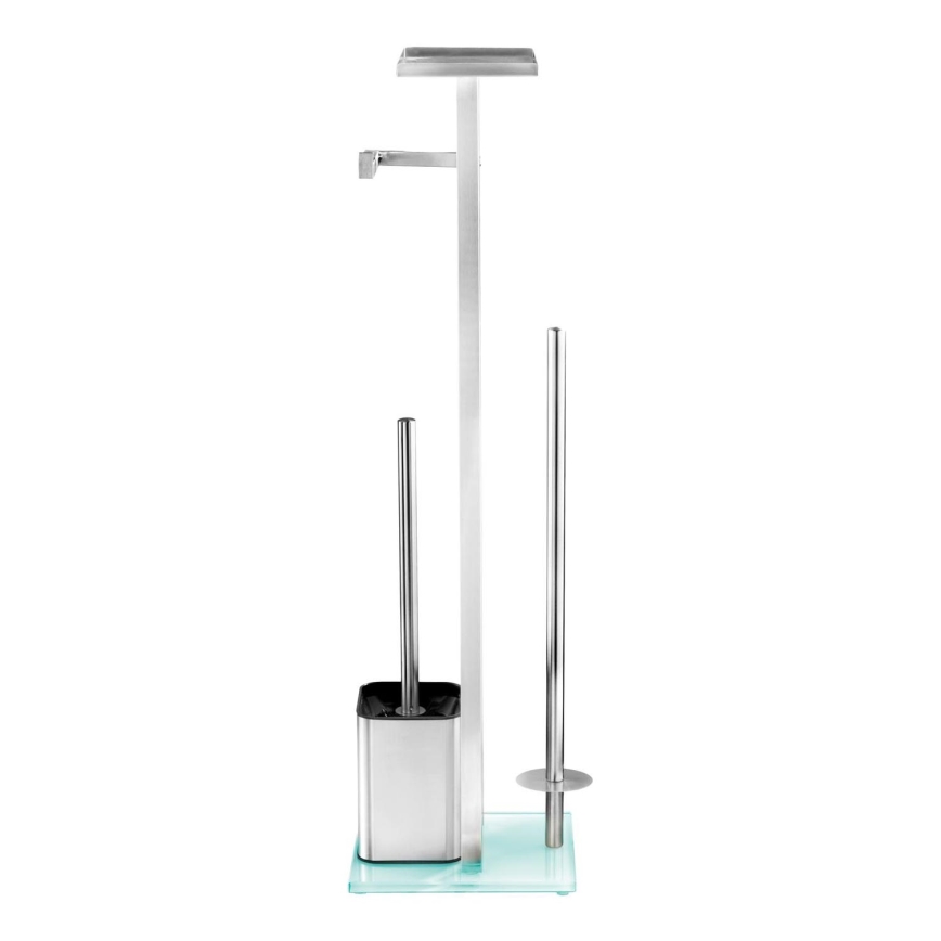 WENKO 23364100 - Cepillo para inodoro DEBAR 21x70,5 cm, acero inoxidable/satinado/blanco