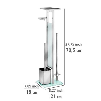 WENKO 23364100 - Cepillo para inodoro DEBAR 21x70,5 cm, acero inoxidable/satinado/blanco