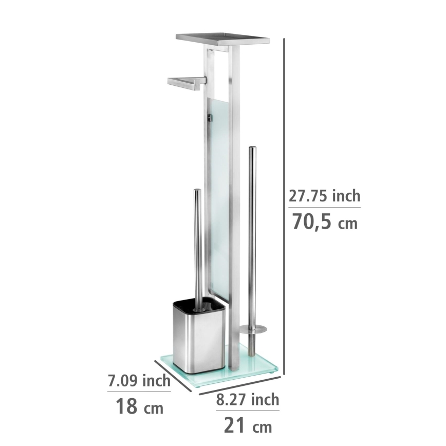 WENKO 23364100 - Cepillo para inodoro DEBAR 21x70,5 cm, acero inoxidable/satinado/blanco