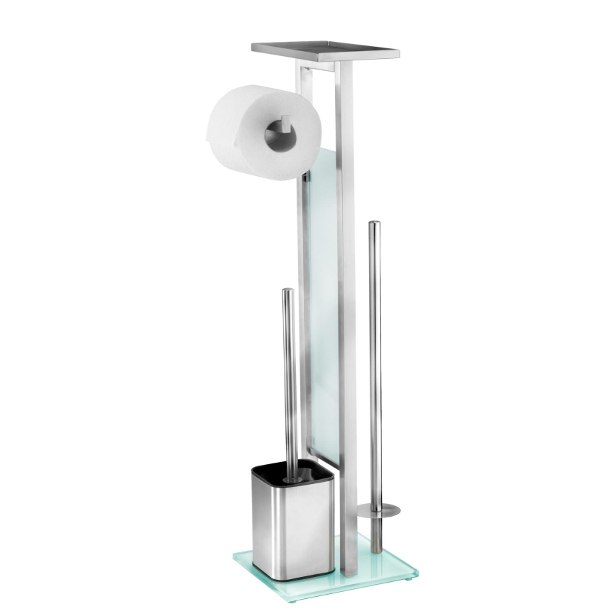 WENKO 23364100 - Cepillo para inodoro DEBAR 21x70,5 cm, acero inoxidable/satinado/blanco
