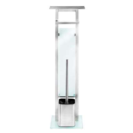 WENKO 23364100 - Cepillo para inodoro DEBAR 21x70,5 cm, acero inoxidable/satinado/blanco