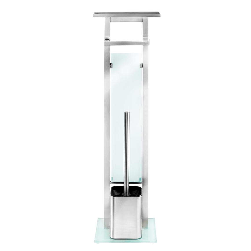WENKO 23364100 - Cepillo para inodoro DEBAR 21x70,5 cm, acero inoxidable/satinado/blanco