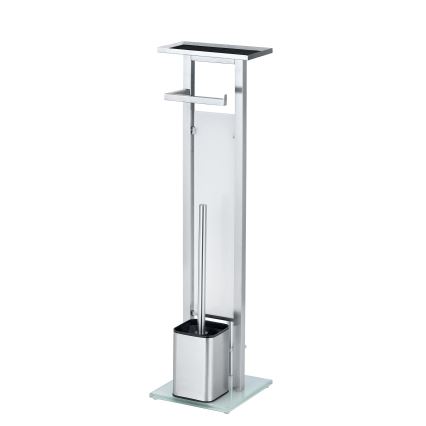 WENKO 23364100 - Cepillo para inodoro DEBAR 21x70,5 cm, acero inoxidable/satinado/blanco