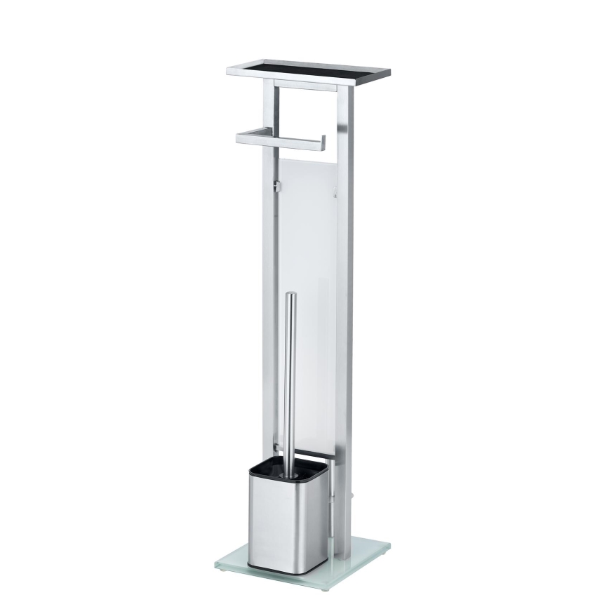 WENKO 23364100 - Cepillo para inodoro DEBAR 21x70,5 cm, acero inoxidable/satinado/blanco