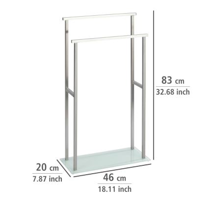 WENKO 23438100 - Toallero de pie DEBAR 20x83 cm, acero inoxidable/satinado/blanco
