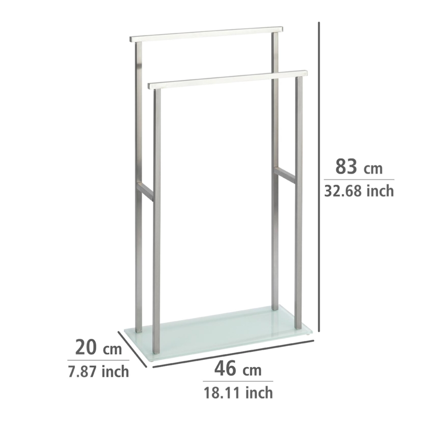 WENKO 23438100 - Toallero de pie DEBAR 20x83 cm, acero inoxidable/satinado/blanco