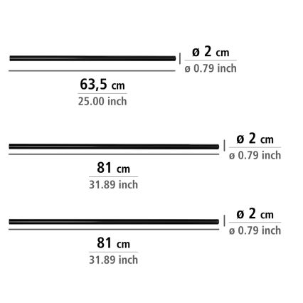 WENKO 23565100 - Barra 2x2 cm negra