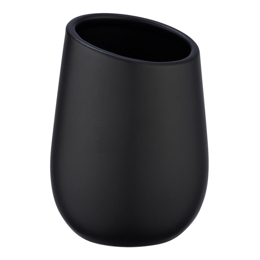 WENKO 23651800 - Vaso portacepillos BADI 8 x 11 cm, negro
