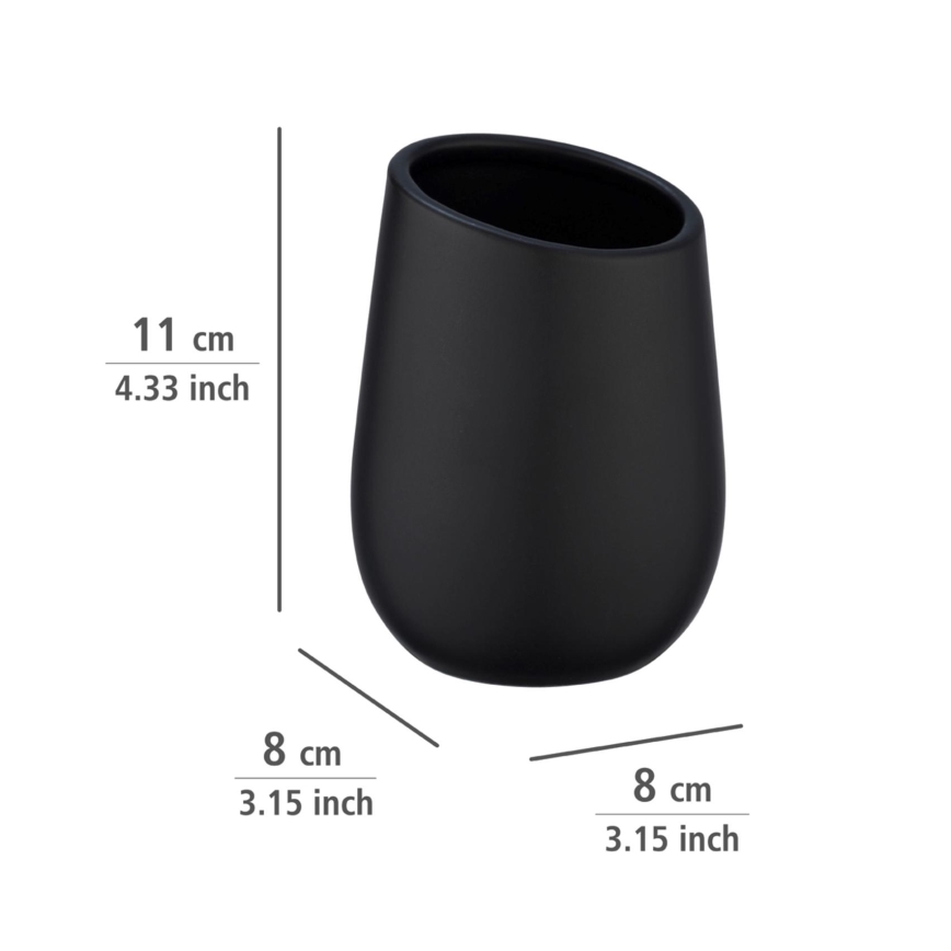 WENKO 23651800 - Vaso portacepillos BADI 8 x 11 cm, negro