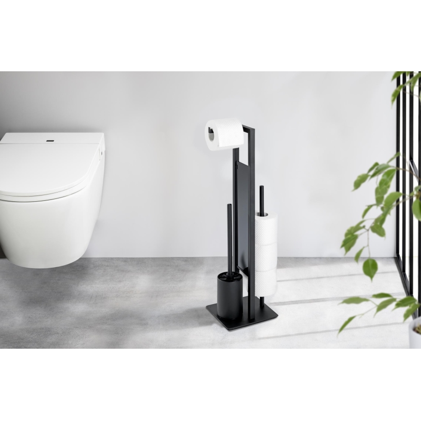 WENKO 23708100 - Cepillo de inodoro RIVALTA 18x70 cm negro