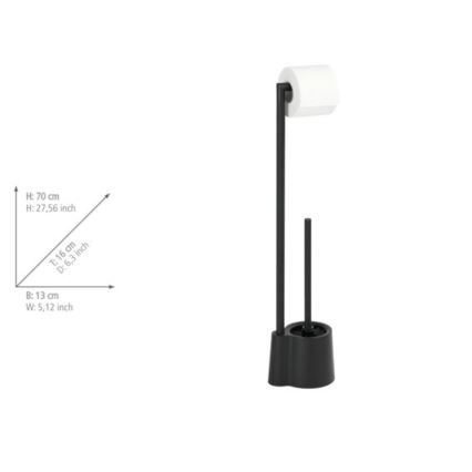 WENKO 23804100 - Escobilla para inodoro AVOLA 13 x 70 cm, acero inoxidable/negro