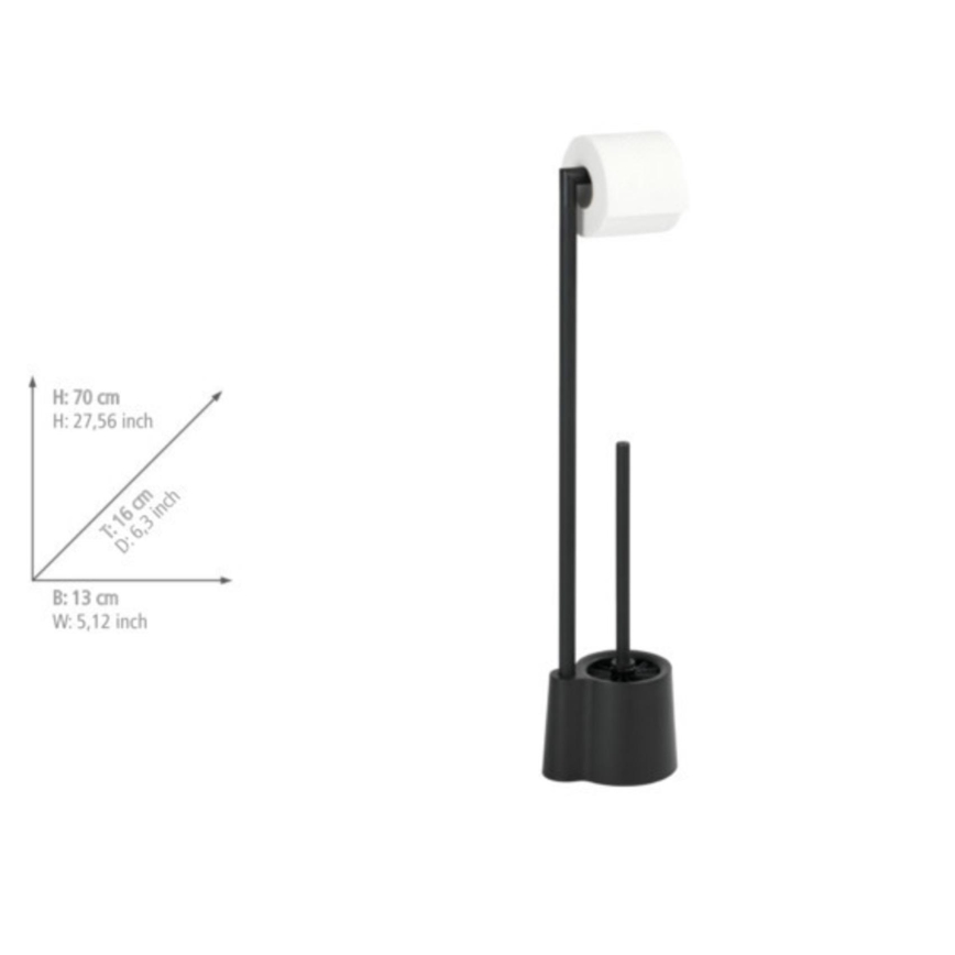 WENKO 23804100 - Escobilla para inodoro AVOLA 13 x 70 cm, acero inoxidable/negro