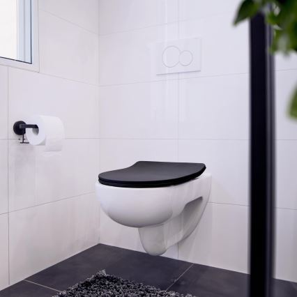 WENKO 23827100-WC asiento para inodoro SEDILO 45,2x36,2 cm negro/plateado
