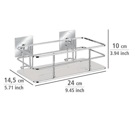 WENKO 23854800-Repisa TURBO-LOC QUADRO ED. 24x14,5 cm acero inoxidable/cromo brillante
