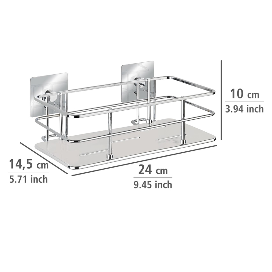 WENKO 23854800-Repisa TURBO-LOC QUADRO ED. 24x14,5 cm acero inoxidable/cromo brillante