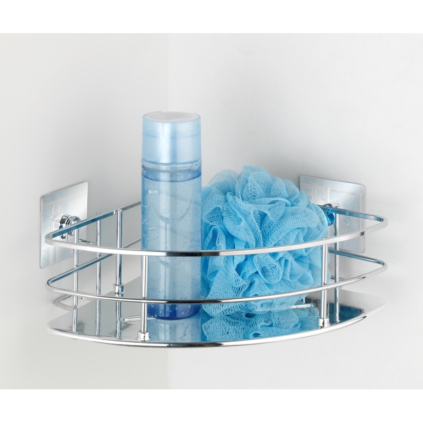 WENKO 23856800-Repisa TURBO-LOC QUADRO ED. 27,5 x 19,3 cm, acero inoxidable/cromo brillante