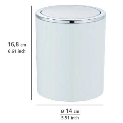 WENKO 23930100 - Papelera INCA 14x16,8 cm blanco/cromo brillante