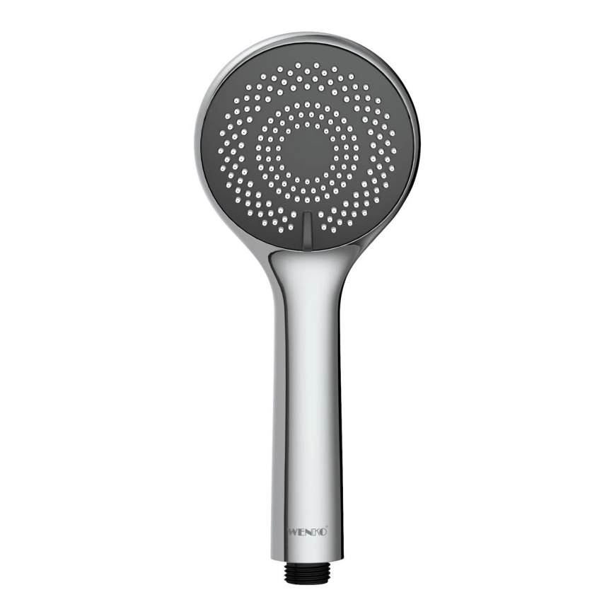 WENKO 23992100 - Cabezal de ducha Sistema de ahorro de agua 9,5 x 9,5 cm, cromo brillante/gris