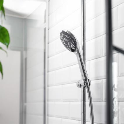 WENKO 23993100 - Cabezal de ducha SISTEMA DE AHORRO DE AGUA 11x11 cm cromo brillante/blanco/gris