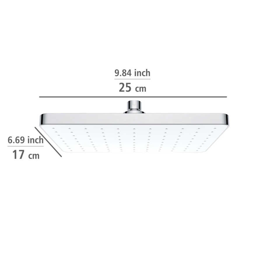 WENKO 24001100 - Cabezal de ducha con sistema de limpieza automática 25x17 cm cromo brillante/blanco