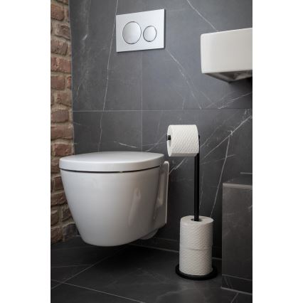 WENKO 24034100 - Soporte para papel higiénico 21x55 cm negro/plateado