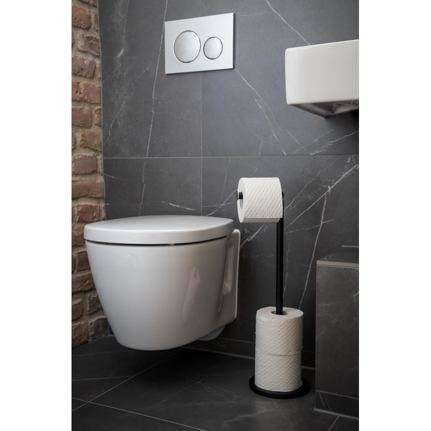 WENKO 24034100 - Soporte para papel higiénico 21x55 cm negro/plateado