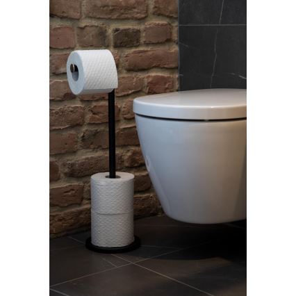 WENKO 24034100 - Soporte para papel higiénico 21x55 cm negro/plateado