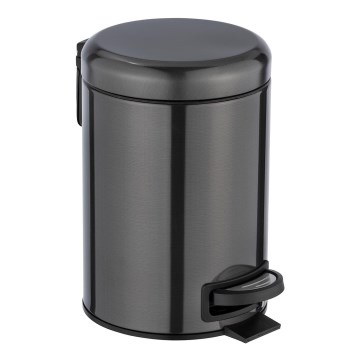WENKO 24035100 - Papelera LEMAN 17 x 25 cm acero inoxidable/negro