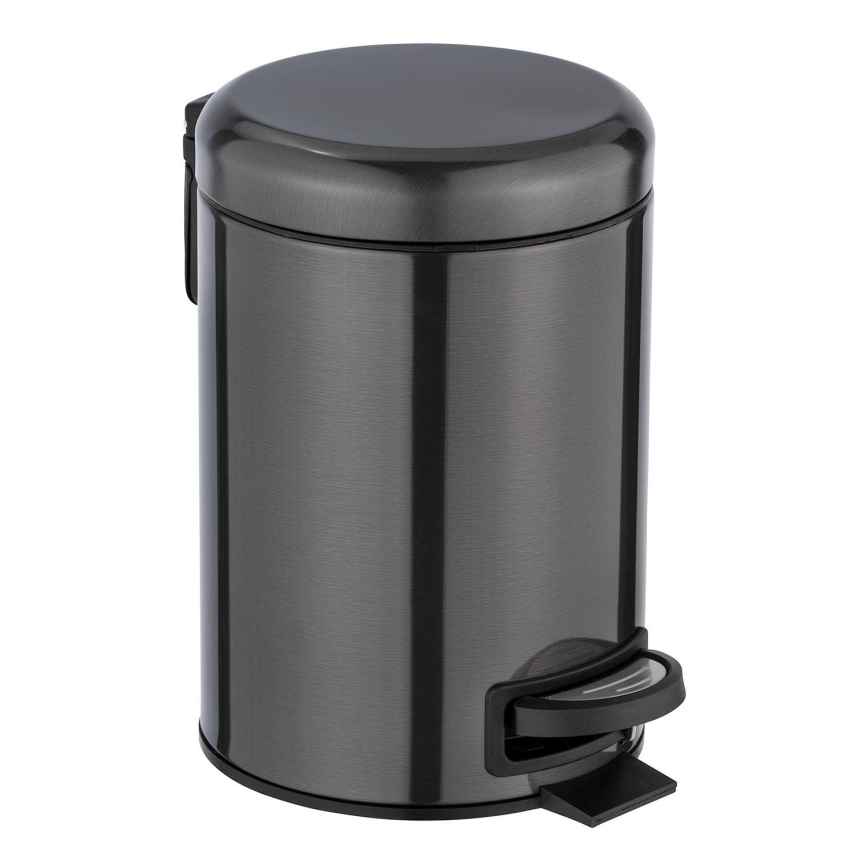 WENKO 24035100 - Papelera LEMAN 17 x 25 cm acero inoxidable/negro