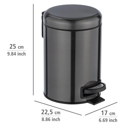 WENKO 24035100 - Papelera LEMAN 17 x 25 cm acero inoxidable/negro