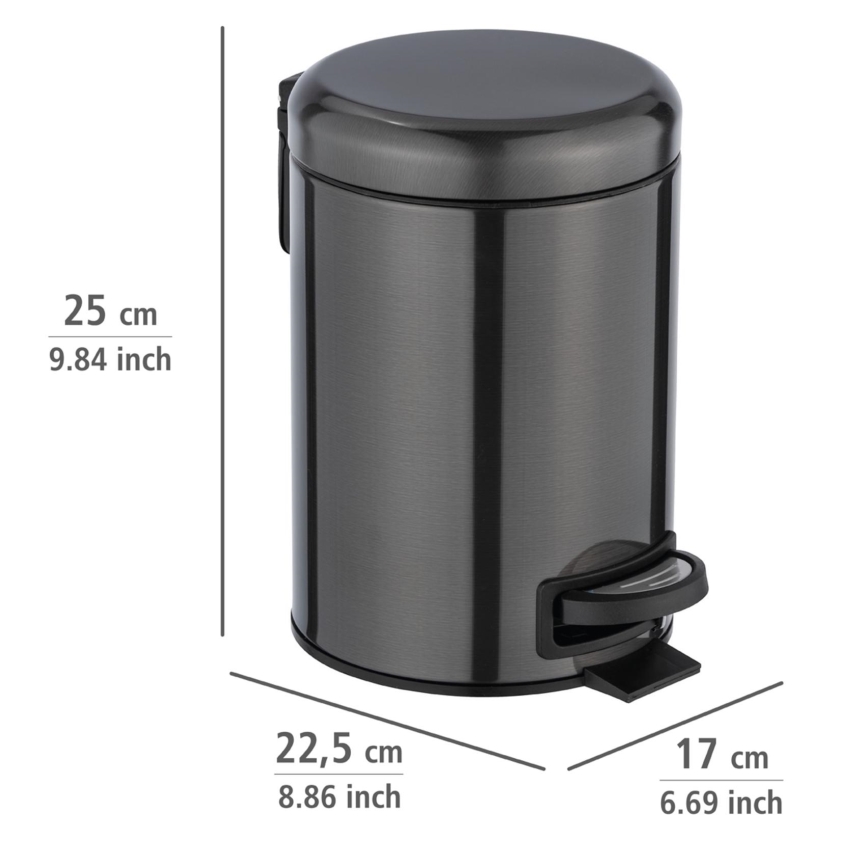 WENKO 24035100 - Papelera LEMAN 17 x 25 cm acero inoxidable/negro