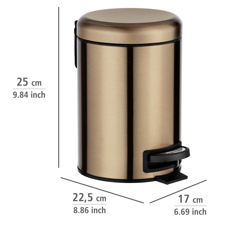 WENKO 24036100 - Papelera LEMAN 17x25 cm acero inoxidable/cobre/negro