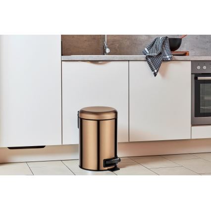 WENKO 24036100 - Papelera LEMAN 17x25 cm acero inoxidable/cobre/negro