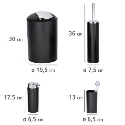 WENKO 24078800 - Set CALVO 6,5x13 cm negro/cromo brillante