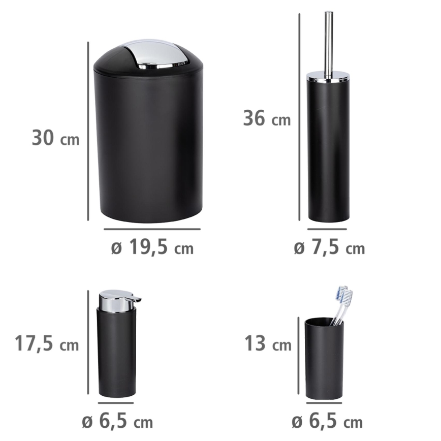 WENKO 24078800 - Set CALVO 6,5x13 cm negro/cromo brillante
