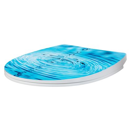 WENKO 24082800-Asiento de inodoro DROPLETS 45x38,8 cm multicolor / cromado brillante