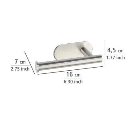 WENKO 24166100 - Portarrollos para papel higiénico TURBO-LOC OREA MATT 16x7 cm acero inoxidable/plateado