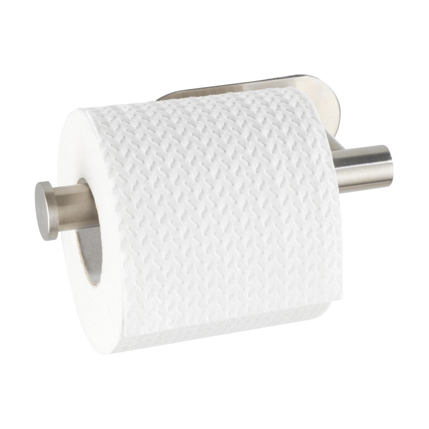 WENKO 24166100 - Portarrollos para papel higiénico TURBO-LOC OREA MATT 16x7 cm acero inoxidable/plateado