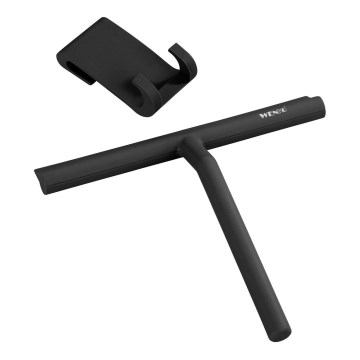 WENKO 24171100 - Rasqueta de ducha MOLA 21x24,5 cm acero inoxidable/negro